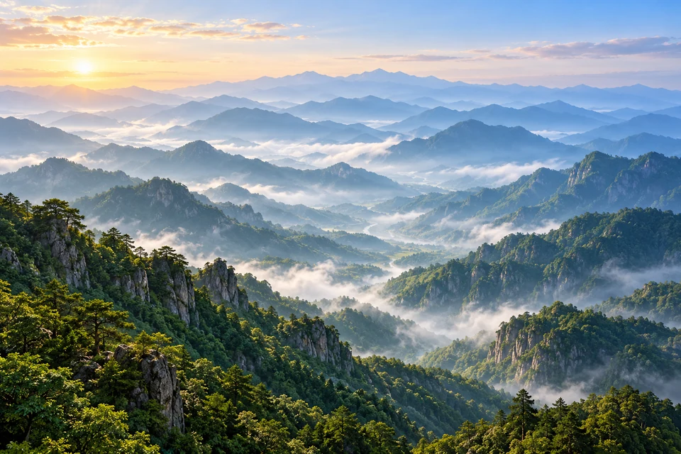 有空气透视：一层层退远