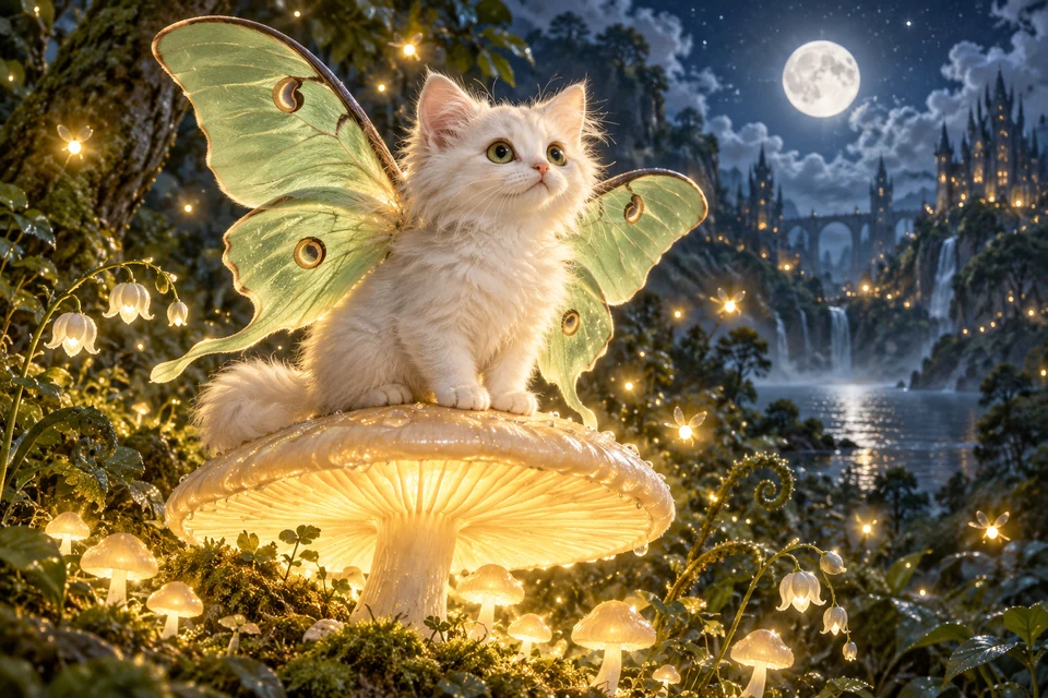 小猫 + 月光蛾翅膀