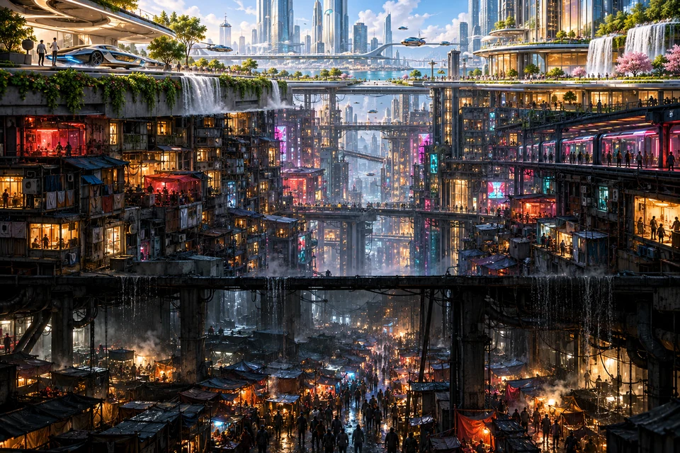上层阳光，下层终年下雨