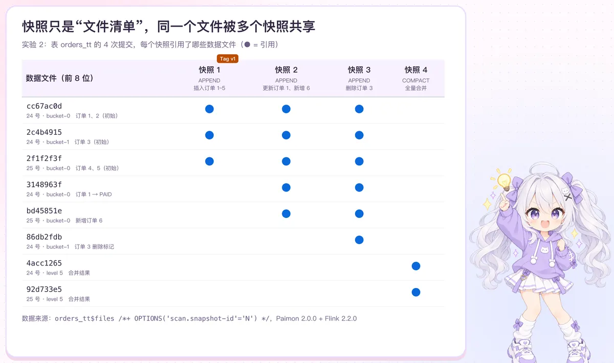 快照与数据文件的引用关系